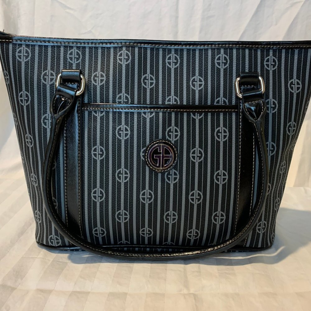 Black and Gray Stripe Bag by Giani Bernini